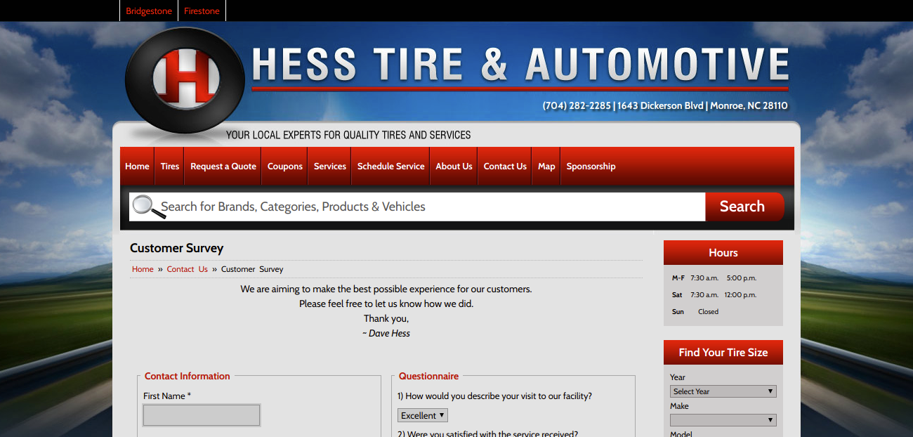 hess tire & automotive survey